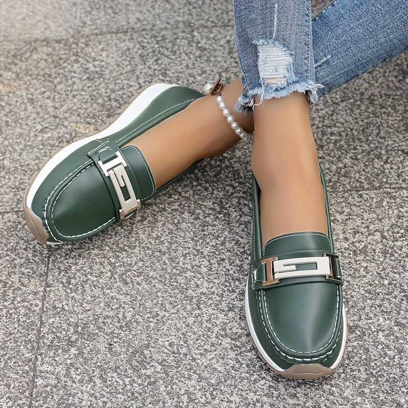 Women's Slip-On Loafers PU Upper TPR Sole Comfort Casual Shoes All-Season