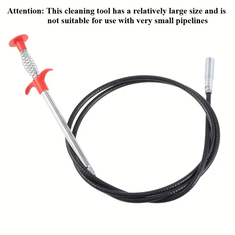 Herramienta flexible para eliminar obstrucciones en desagües de metal con mango rojo para lavabo y inodoro