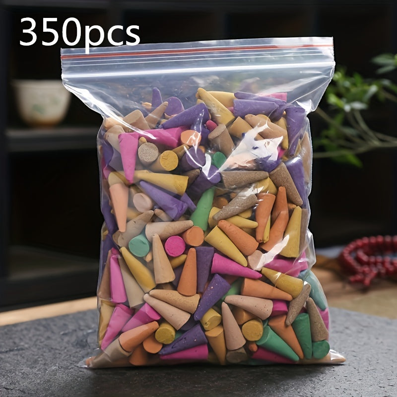 Ассорти конусов благовоний для уборки дома, медитации и йоги. Включает различные ароматы, такие как лаванда и чайный дым.