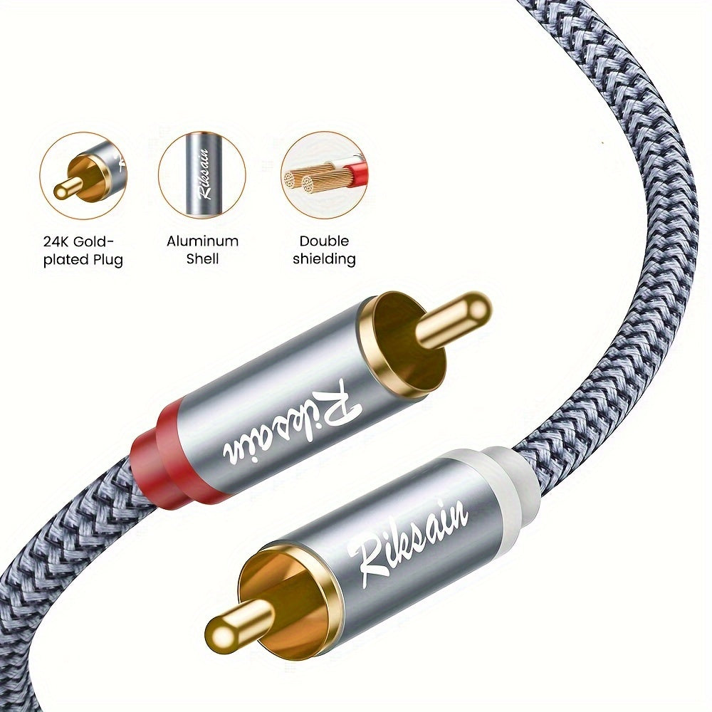 Cable de audio blindado de 2-RCA macho a macho, trenzado de nylon, 10 pies, para HDTV, cine en casa y juegos