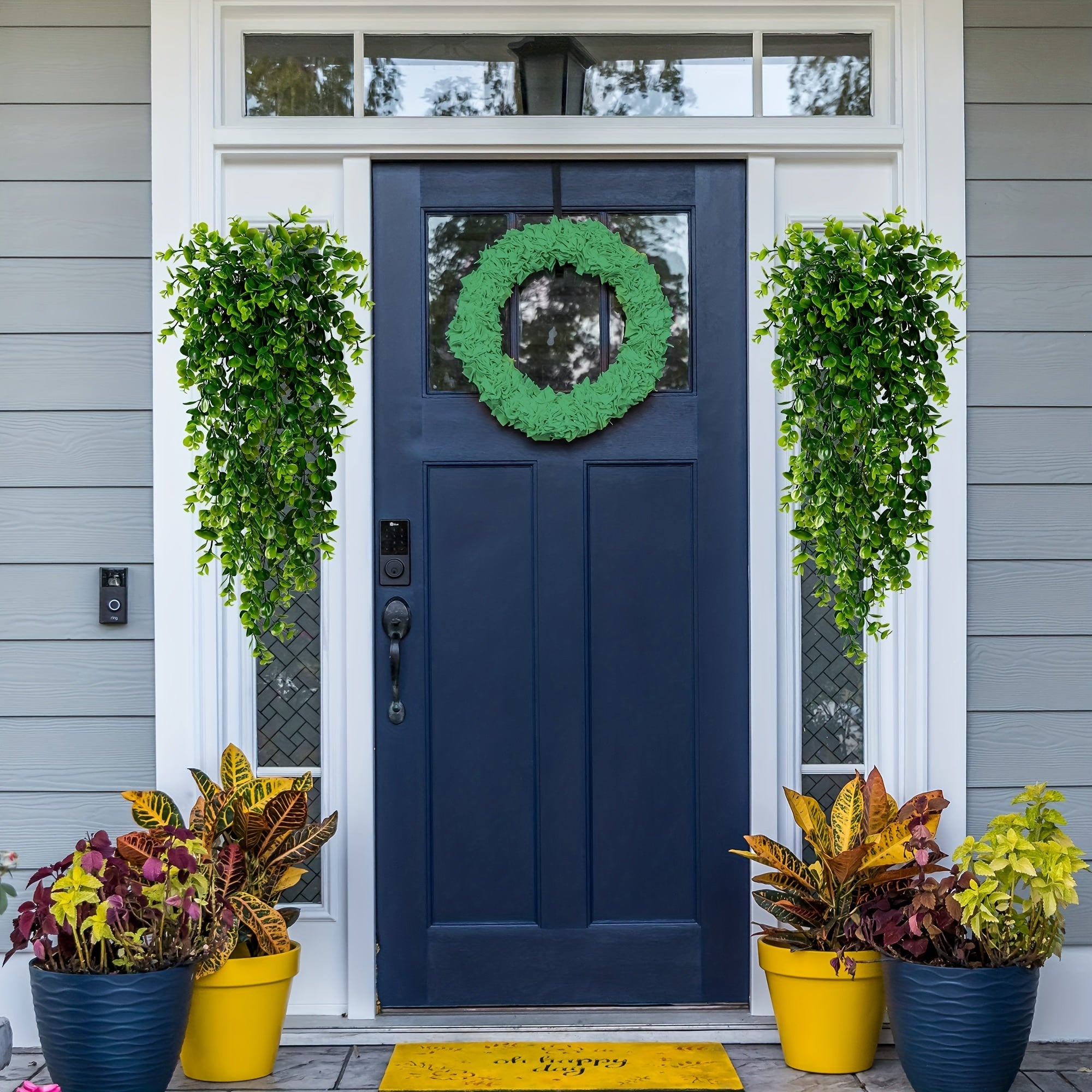 Artificial Eucalyptus Vine Hanging Plants Set of 2 4 8 UV Resistant Plastic Indoor Outdoor Decor