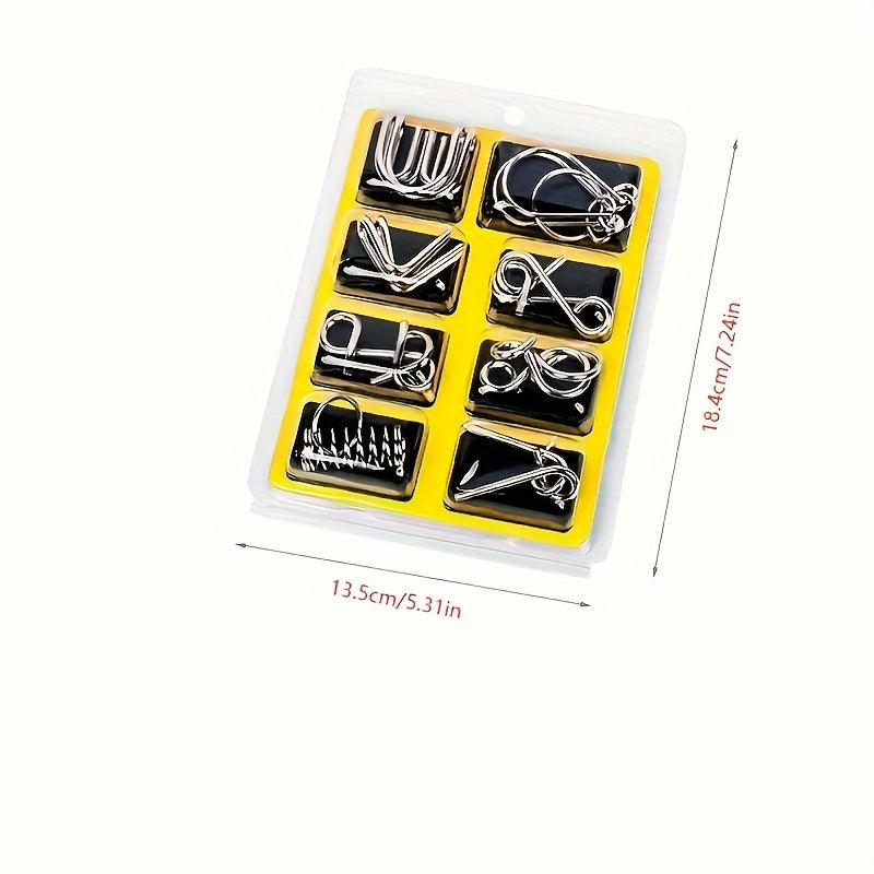 Metal Wire Puzzle Game Set for IQ Test and Problem Solving Yellow Iron for Ages 8+