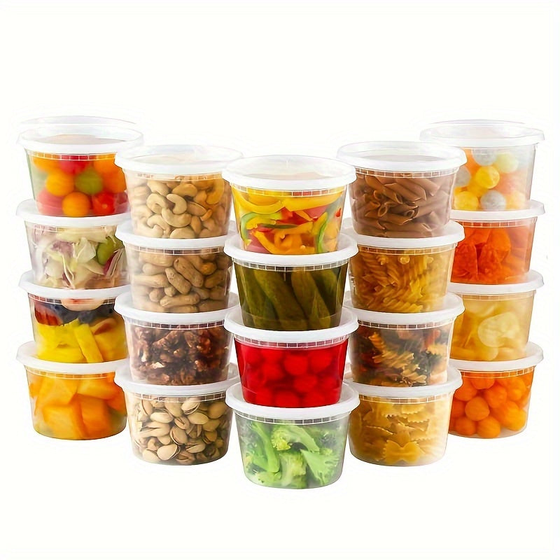 24 Pack 16 Oz Plastic Food Storage Containers with Lids for Freezer Microwave Dishwasher