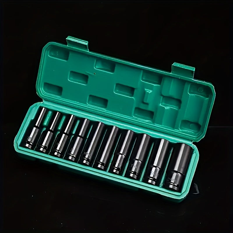 10 Pieces Deep Drive Impact Wrench Socket Set 1/2 Inch 8-24 Mm Carbon Steel