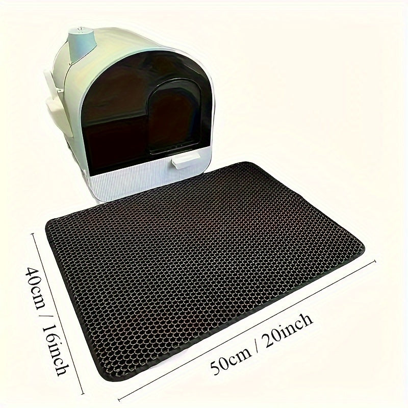 Dual-Layer EVA Cat Litter Mat Waterproof Non-Slip Gray Perforated Guard