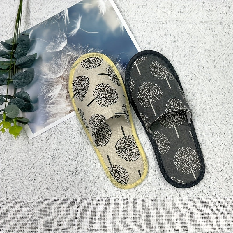 8 Pairs Women's Linen Home Slippers Gray White EVA Soles All Seasons