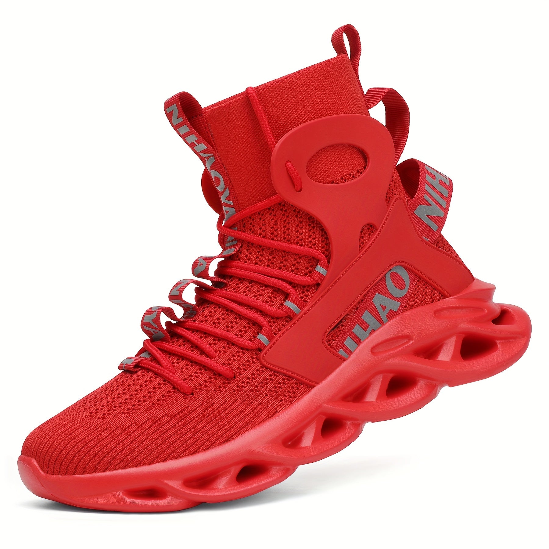 Men's Knitted High-Top Sneakers for Running Tennis and Gym Spring Summer