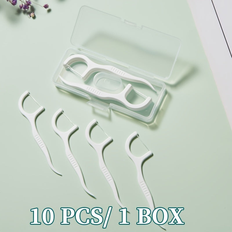 10Pcs Dental Floss Picks with Textured Grip Unflavored Deep Cleaning Travel