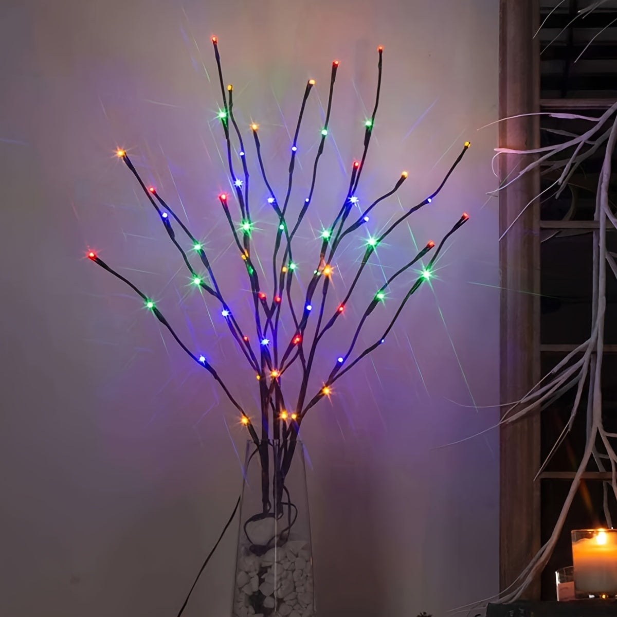 Luces de cadena de 20 ramas de árbol estilo Art Deco con patrón geométrico para sala de estar y dormitorio