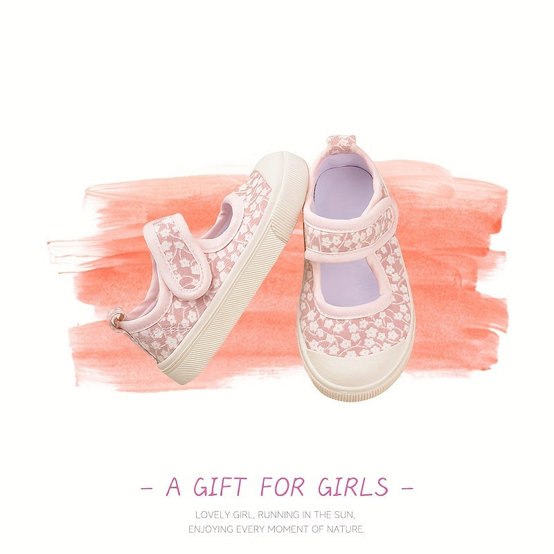 Girls Floral Canvas Sneakers Non-Slip Breathable Casual for Spring Fall