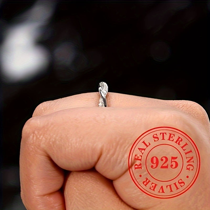 Sterling Silver Ring 925 Zirconia Crisscross Elegant Jewelry for Brides Engagements