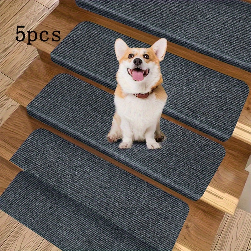 5/10pcs Self-Adhesive Washable Wooden Stair Treads 28x8.8 Inches