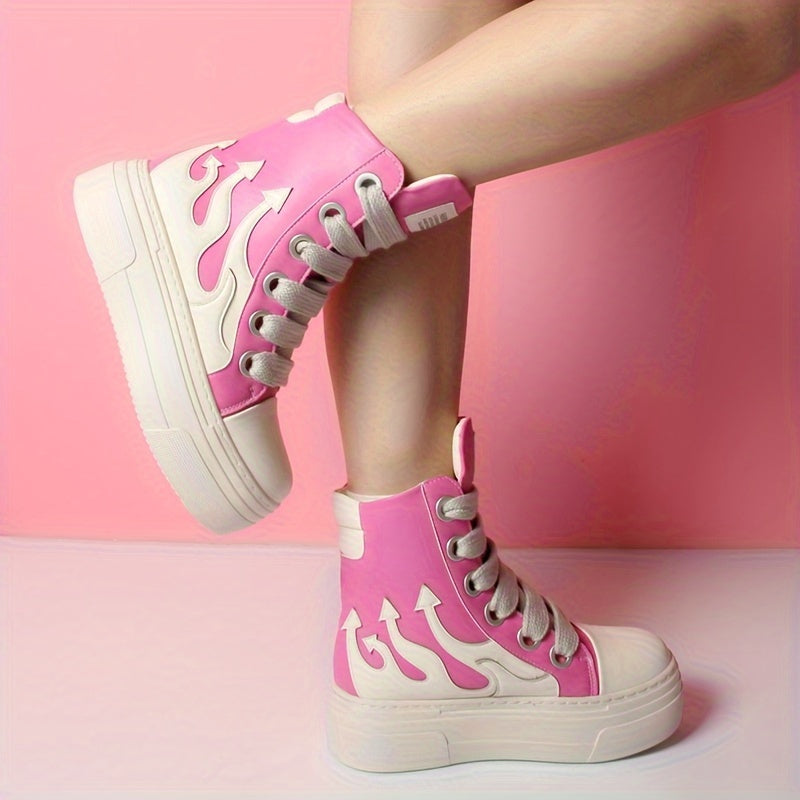 Women's Faux Leather Ankle Boots with Platform and Rubber Sole