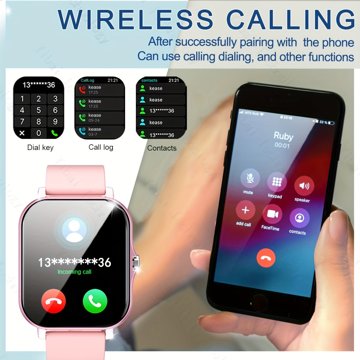 Reloj inteligente con pantalla táctil HD de 4.65cm para hombres y mujeres con llamadas inalámbricas, modos deportivos, contador de pasos y control de música