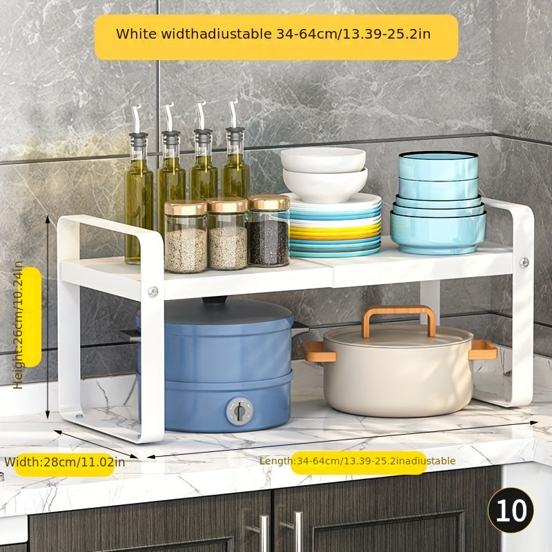 Conjunto de estantes de almacenamiento de cocina de metal con estantes ajustables para uso en encimera o armario