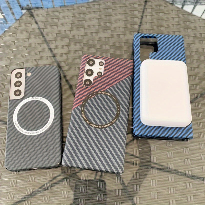 Ultra Slim Carbon Fiber Texture Phone Case for Galaxy S22 Ultra S23 Ultra S24 Ultra with Matte Ring Armor