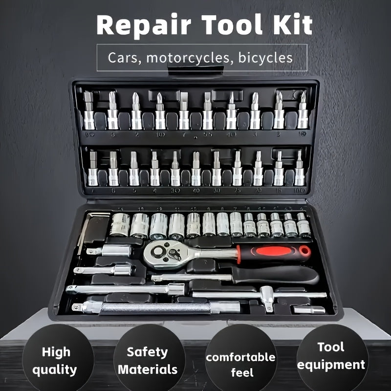 151-Piece Automotive Master Tool Set Carbon Steel Portable Car Bicycle Motorcycle Repair Kit