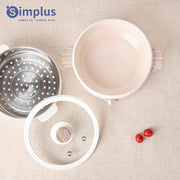 Multifunctional large-capacity electric cooking pot with steaming, stainless steel basket