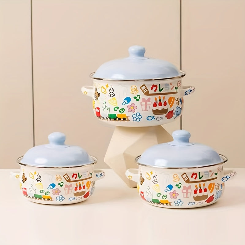 Enamel Cookware Double-Ear Soup Pot for Home Kitchen Cooking