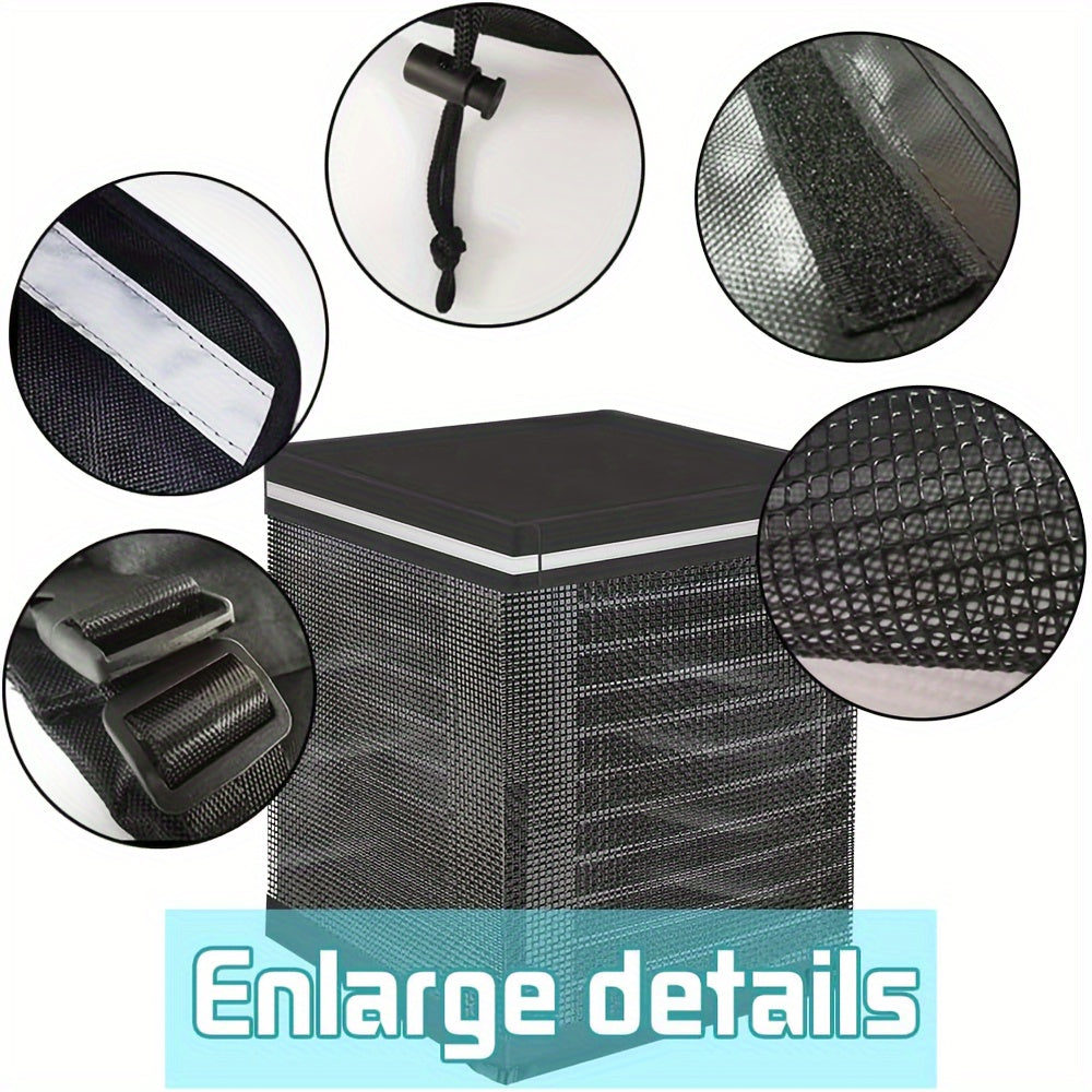 Markaziy Havo Konditsioneri uchun Himoya Qopqog'i| Kuchli PVC material, to'rli havalandırma va olib tashlanadigan suv o'tkazmaydigan yuqori qism - Tashqi AC birliklari uchun zamonaviy qora qoplama, elektr energiyasini talab qilmaydi.