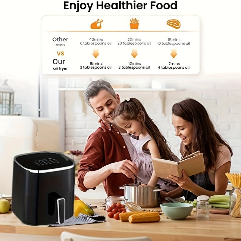 1450W 5L Air Fryer Digital Touch Screen Non-stick Basket Preservation Pan