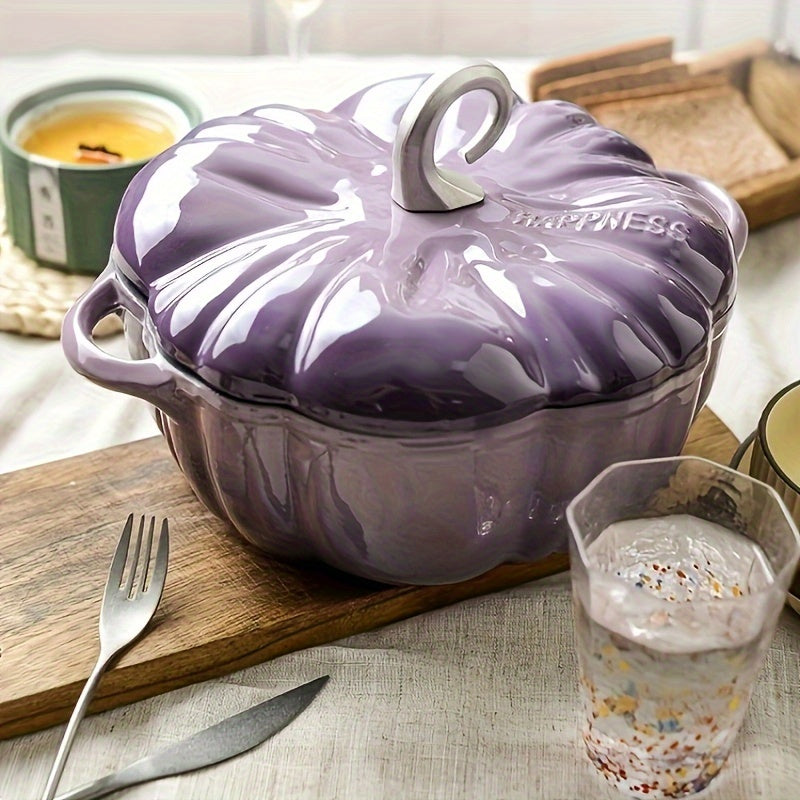 Durable Cast Iron Pot for Pumpkin Soup Non-Stick Coating Gas Induction Electric Stoves