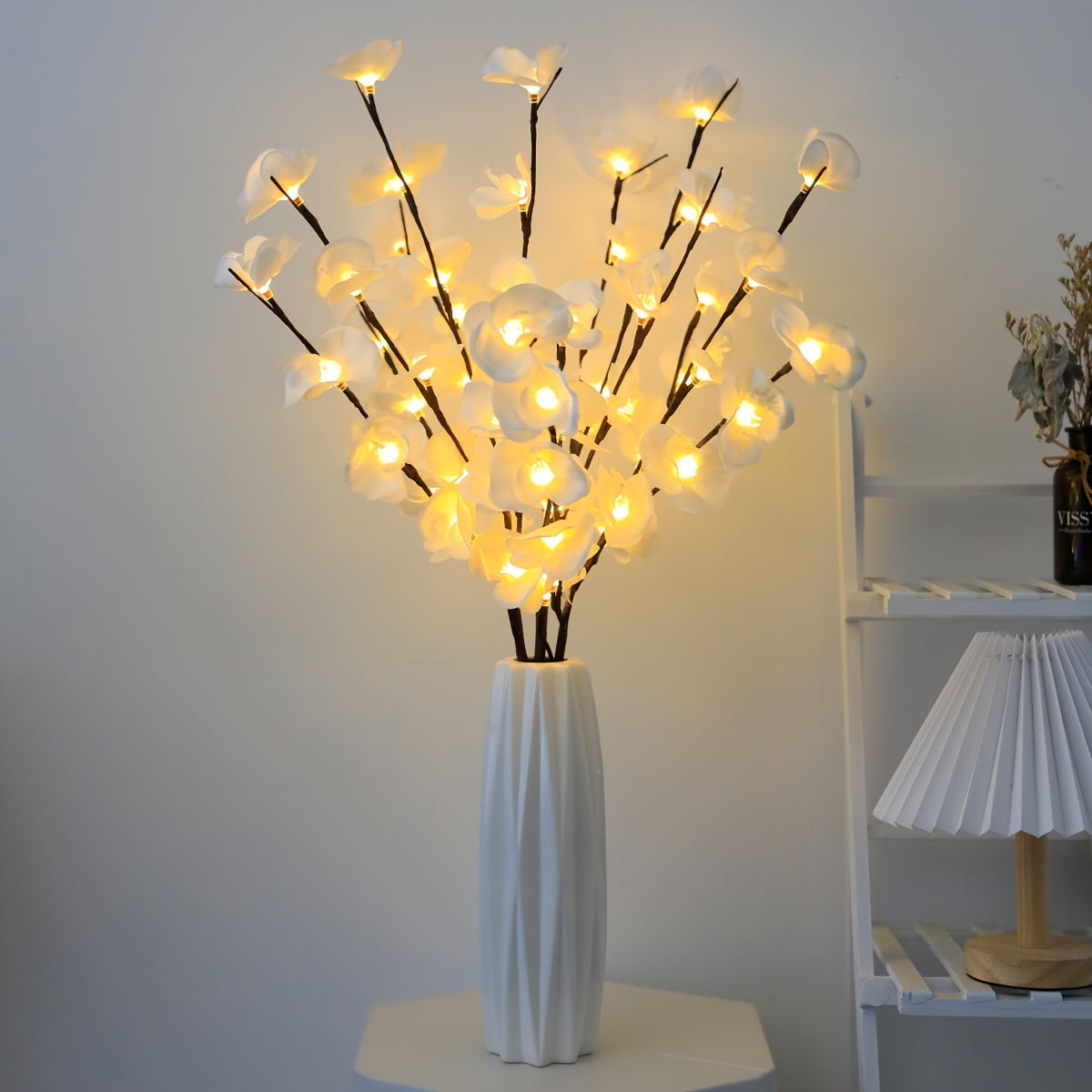 White LED Phalaenopsis Tree Light Battery-Operated Indoor Decor