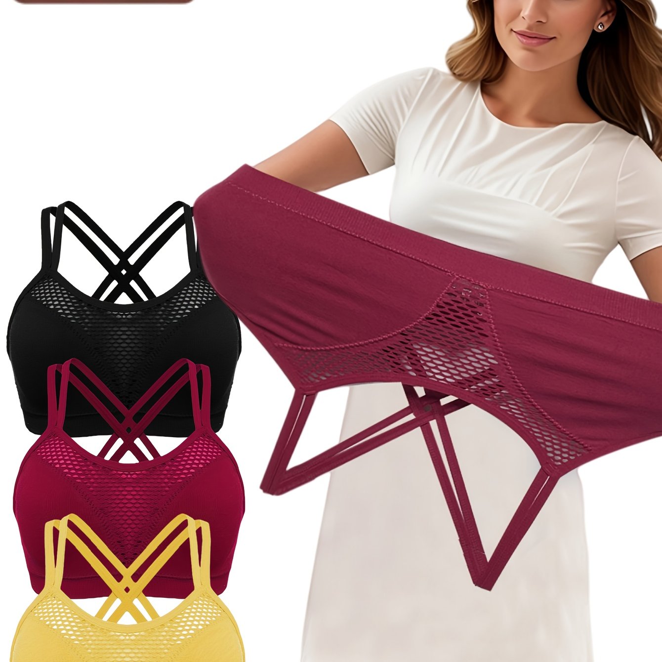 Women's Seamless Hollow Double-Layer Sports Bra with Detachable Padding