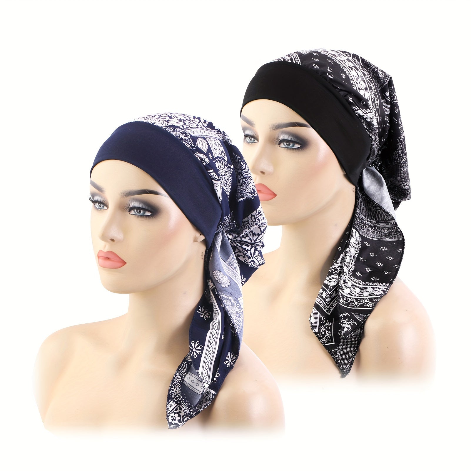 Бохо шик тюрбан с завязками с геометрическим узором из вязаного полиэстера для пациентов, проходящих химиотерапию