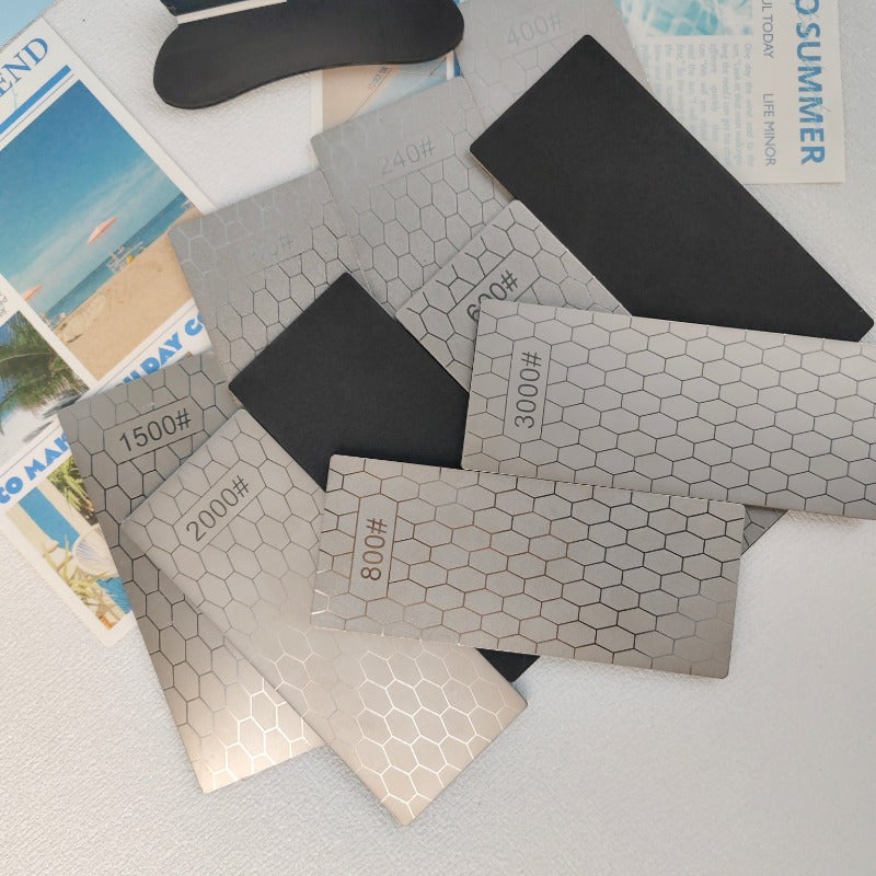 Honeycomb Frosted Stone Set of 9 Kitchen Tools Anti Slip Base Sharpening Tool Camping