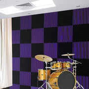 48 Black and Purple Foam Acoustic Wedges 30.48cm x 30.48cm Soundproof Panels for Studio Recording