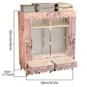 Rojdestvo mavzusidagi portativ saqlash shkafi, po'lat ramka bilan, 2 ta osma barlar, 4 ta javon