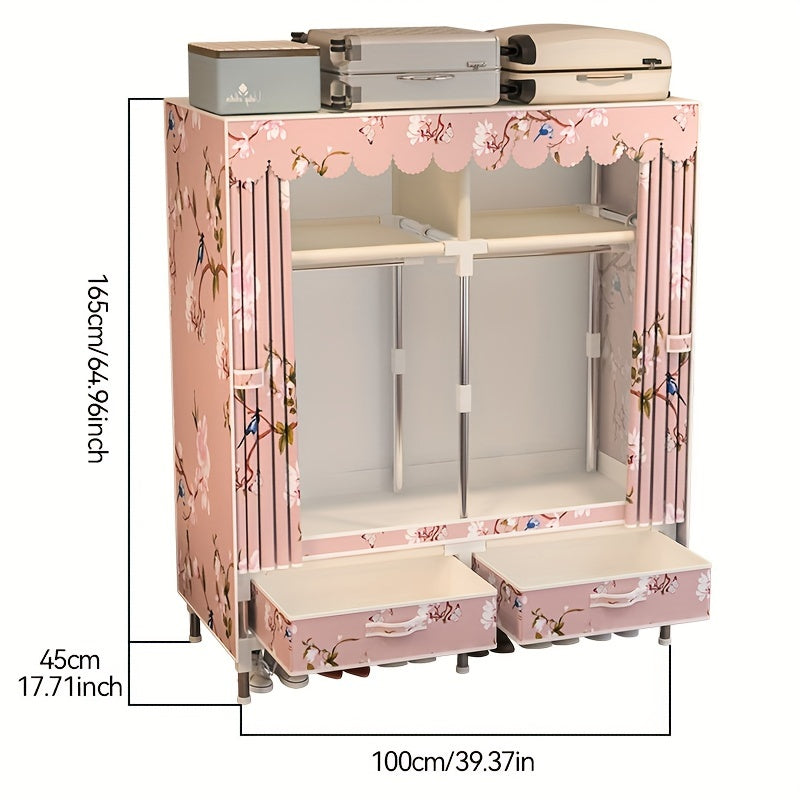 Rojdestvo mavzusidagi portativ saqlash shkafi, po'lat ramka bilan, 2 ta osma barlar, 4 ta javon