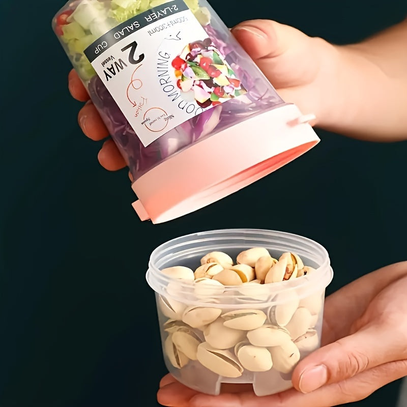 Oval-Shaped Leak-Proof Salad Container with Dressing Holder and Spoon BPA-Free Plastic