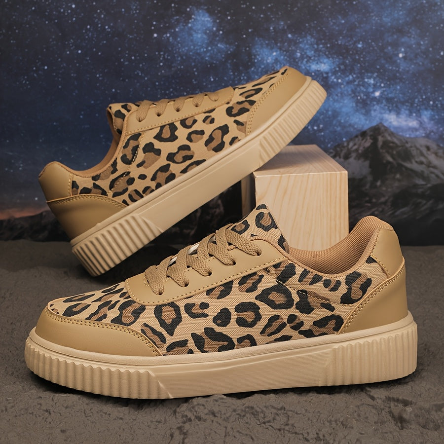 Ayollar uchun leopard bosma sport poyabzal, nafas oluvchi, kundalik va yugurish uchun mos