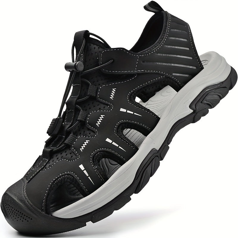 Men's Breathable Solid Color Closed Toe Sandals for Summer Water Beach Shoes