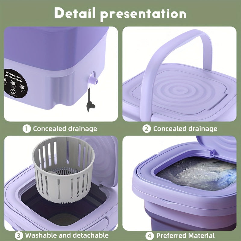 Mini lavadora de 8L portátil, compacta y eficiente en energía, para cargas pequeñas, residencia universitaria, autocaravana, coche