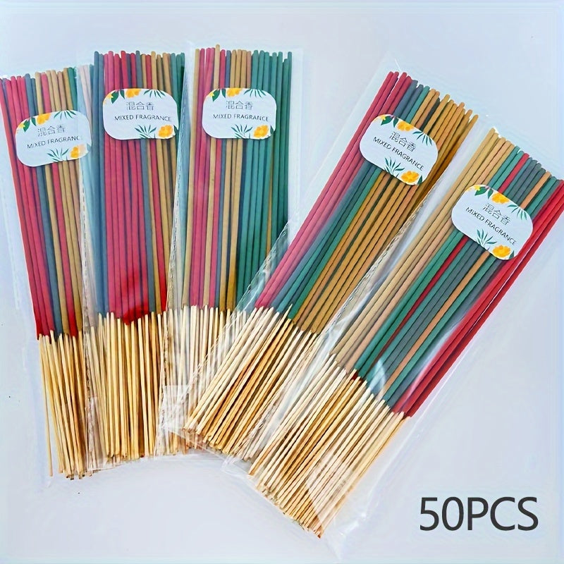50pcs Aromatherapy Incense Sticks with 5 Scents for Meditation Relaxation Deodorization