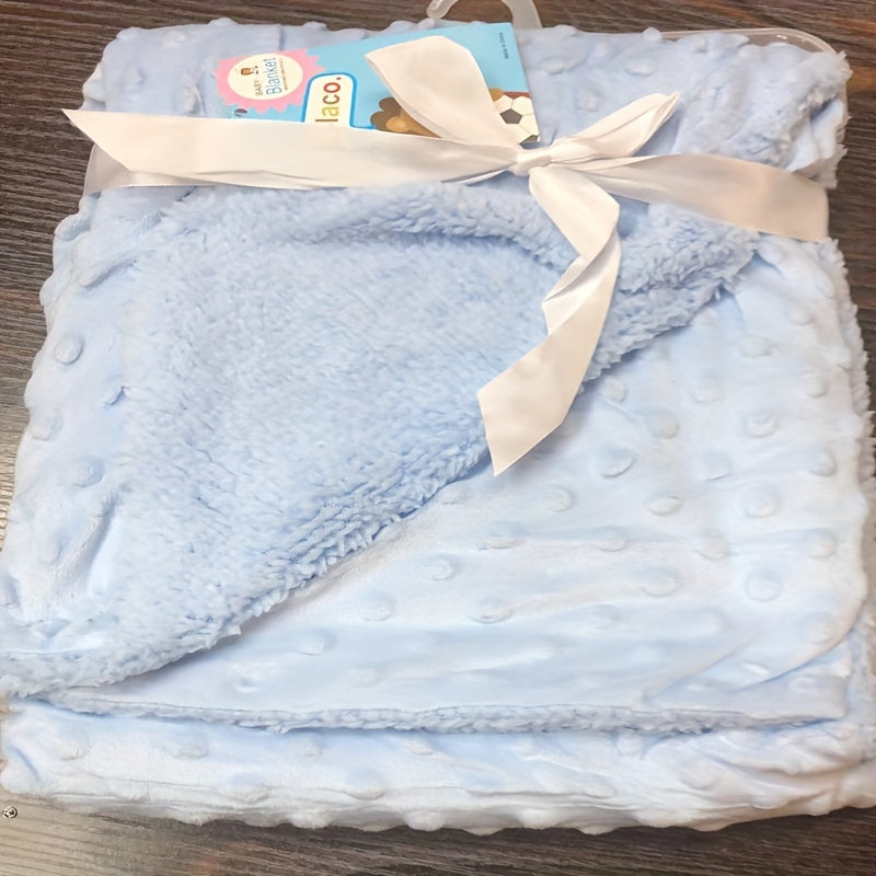 Manta de arrullo para bebé ultra suave de terciopelo burbuja, doble capa, gruesa para todas las estaciones, rosa y azul