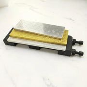 Oshxona va tashqarida foydalanish uchun olmos va qog'oz bilan qirqish asbobiga ega portativ pichoq silliqlash qurilmasi, olti burchakli naqsh va silikon asos bilan ta'minlangan.