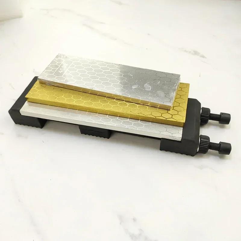 Oshxona va tashqarida foydalanish uchun olmos va qog'oz bilan qirqish asbobiga ega portativ pichoq silliqlash qurilmasi, olti burchakli naqsh va silikon asos bilan ta'minlangan.