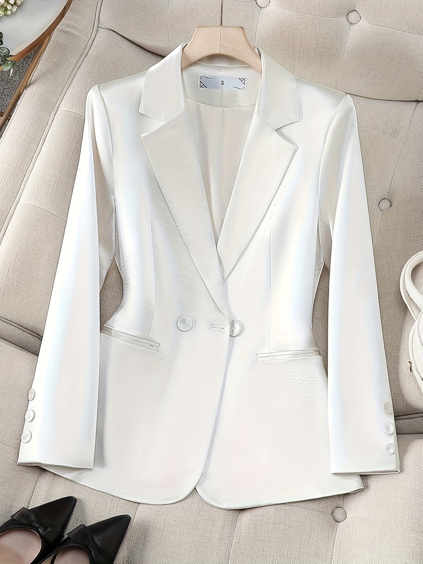 Plus Size Satin Blazer Women's Suit Light Luxury Spring Autumn Trendy