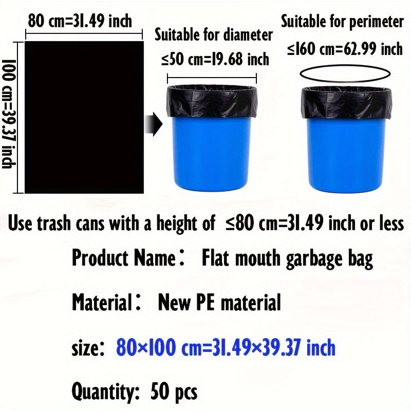 50 Pack Heavy Duty Garbage Bags 7-Gallon and 30-Gallon for Outdoor and Industrial Use