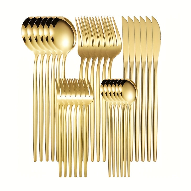 30-частный набор столовых приборов из нержавеющей стали в подарочной коробке, идеально подходит для дома, ресторана или гостиницы, идеально для свадеб.