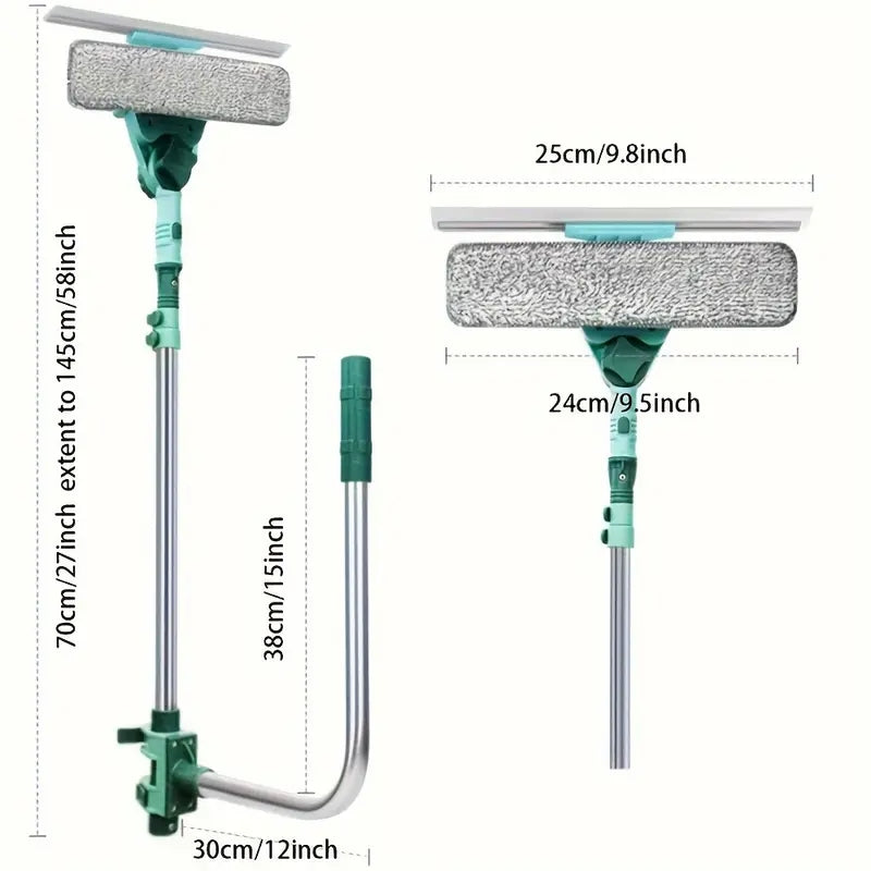 Kengaytiriladigan Deraza Tozalash To'plami, Gum Squeegee va Mikroto'qima Matoni o'z ichiga oladi - Elektr energiyasi talab qilinmaydi, Yashash xonasi va Shisha yuzalar uchun ideal