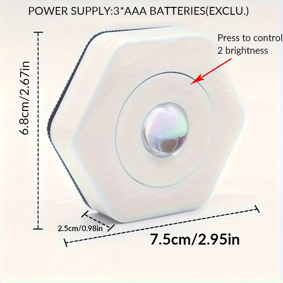 White Hexagonal Sunset Red LED Projection Lamp Dimmable Battery Powered for Cabinet Wall Lighting