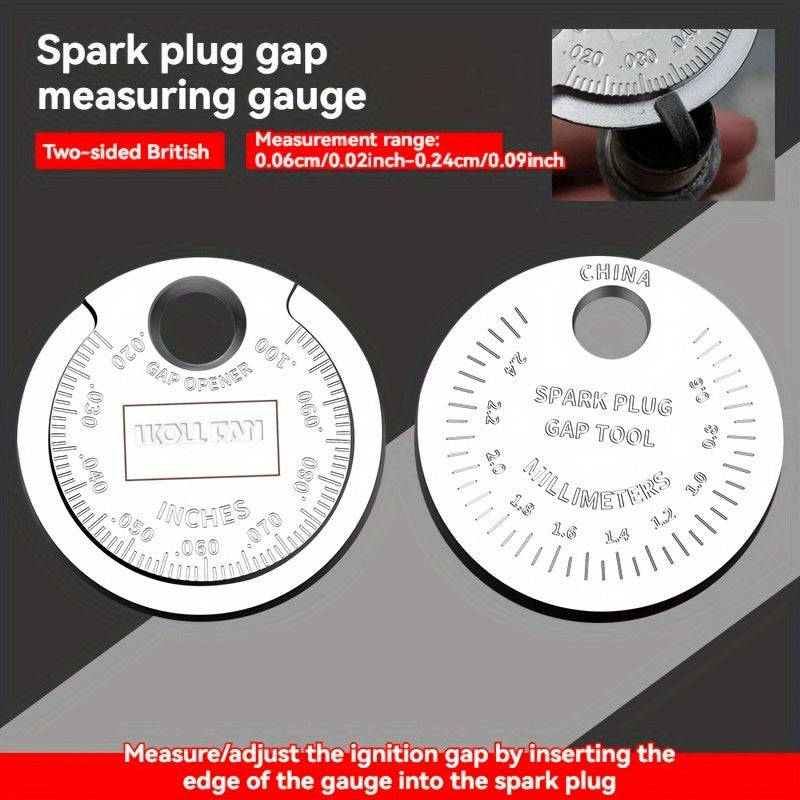 Spark Plug Gap Tool for Cars and Motorcycles, Dual-Sided Measuring, Durable Conductive Material