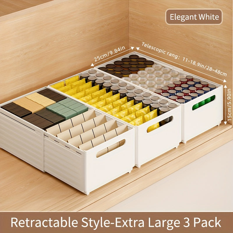 Caja de almacenamiento de ropa expandible con recipiente de plástico retráctil para cocina, dormitorio, baño y oficina