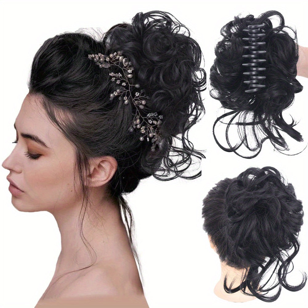 Women's Synthetic Hair Bun Claw Clip for Updos and Styling