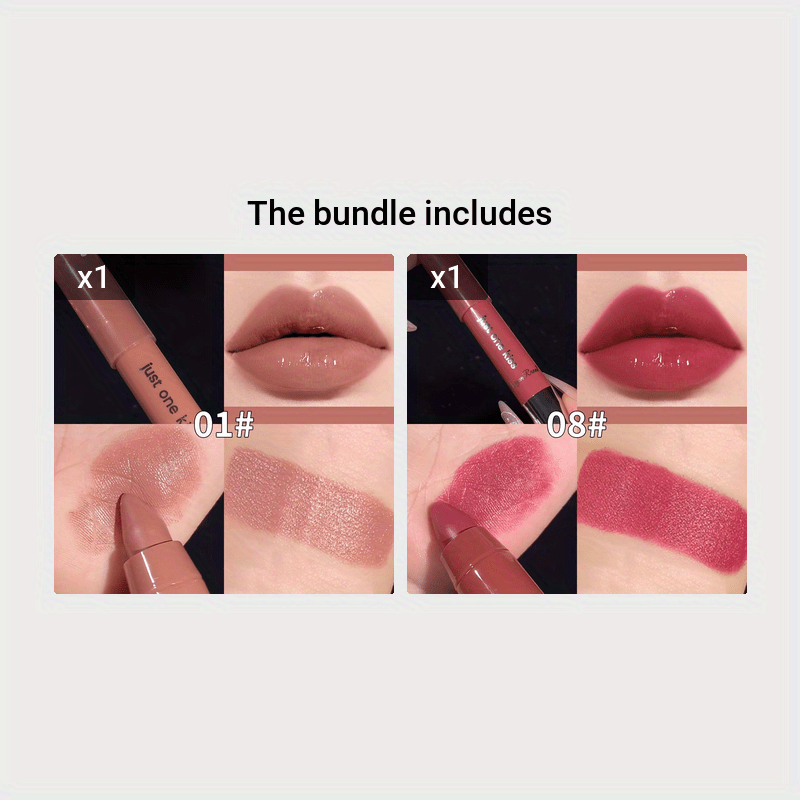 Women's Moisturizing Lipstick With Nude Pink Red Brown Colors and Lip Gloss